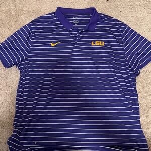 Nike Men's LSU Purple Striped Polo Shirt